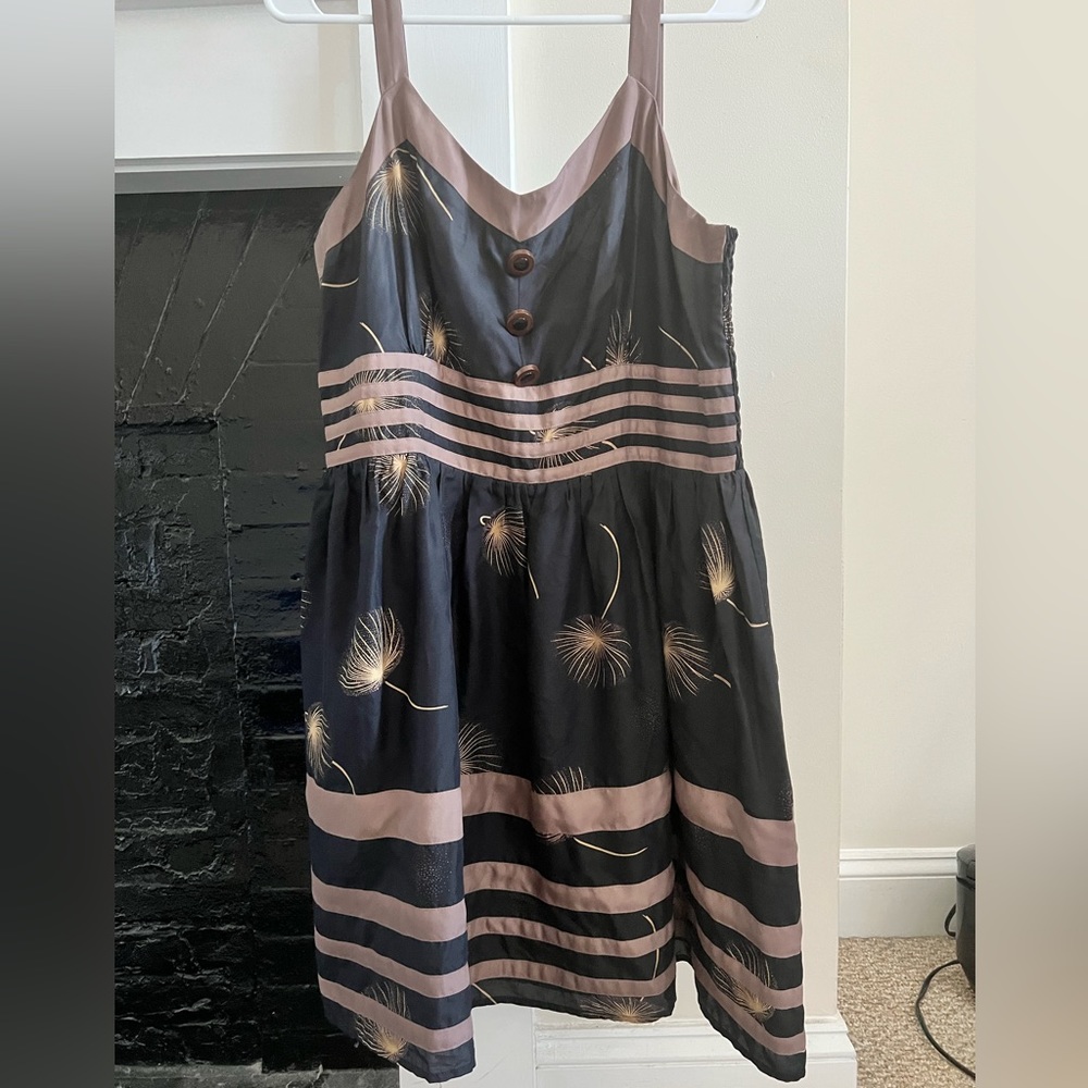 Black silk sleeveless fit and flare dress by Burlapp